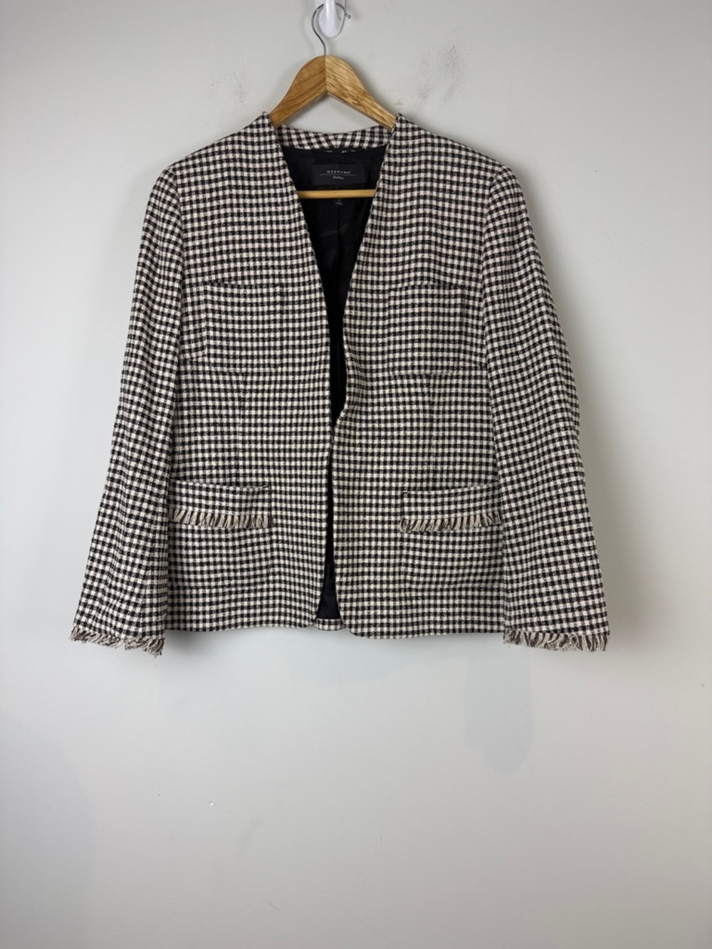 Weekend by MaxMara Black and White Checkered Blazer